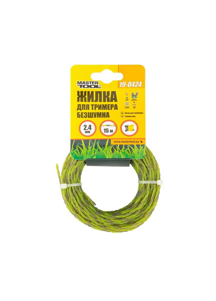 Жилка для тримера безшумна SPIRAL SQUARE 2.40 мм 15 м двоколірна 19-0424 Mastertool (364121170)