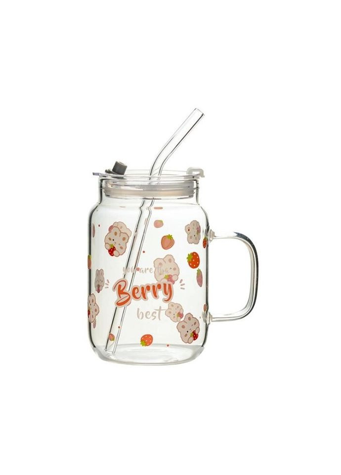 Кружка з трубочкою та кришкою Berry 14605 400 мл No Brand (324267970)