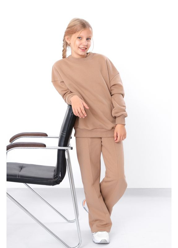 Теплий костюм для дівчинки підлітковий (світшот та штани палаццо) однотонний (p-15441) Носи своє (305213169)