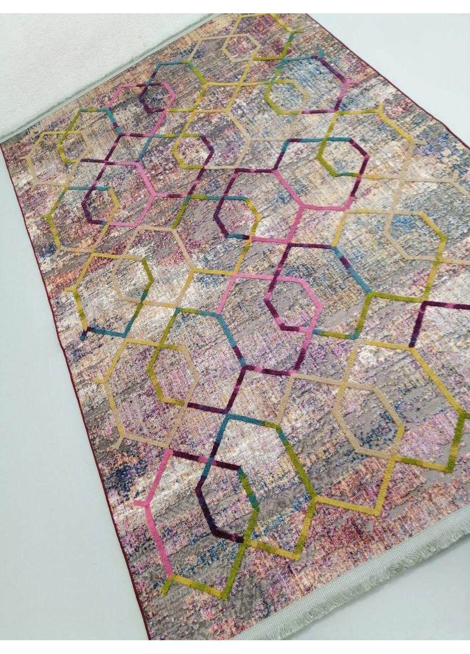 Килим на бавовняній основі Shana Tury 01,120x180 см,фіолетовий, зелений, різнокольоровий. Килим Туреччина. No Brand (366293895)