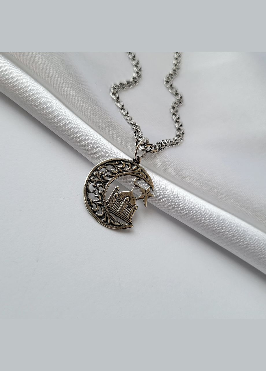 Срібна підвіска оберіг амулет Місяць Мусульманський символ срібло 925 проби Чорнене 38078ч 2.50г No Brand (321972124)