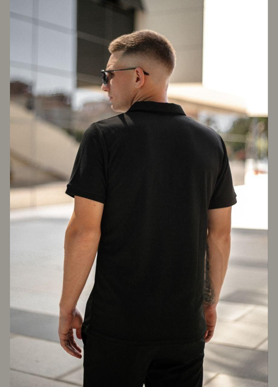 Черная поло комфортное мужское без принта для повседневной носки, летнего гардероба и прогулок с коротким рукавом Intruder