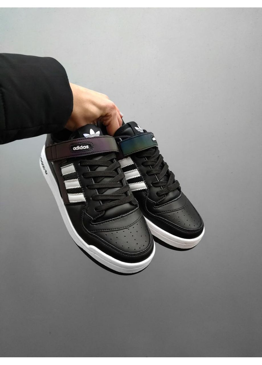 Черные демисезонные кроссовки мужские adidas forum low black white v2 адидас форум No Brand