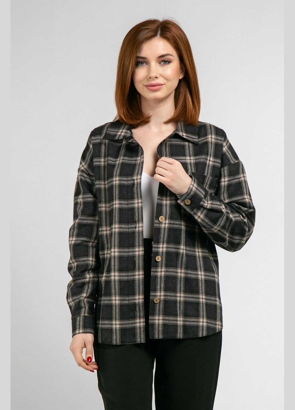 Черная кэжуал рубашка в клетку CHICLY с длинным рукавом