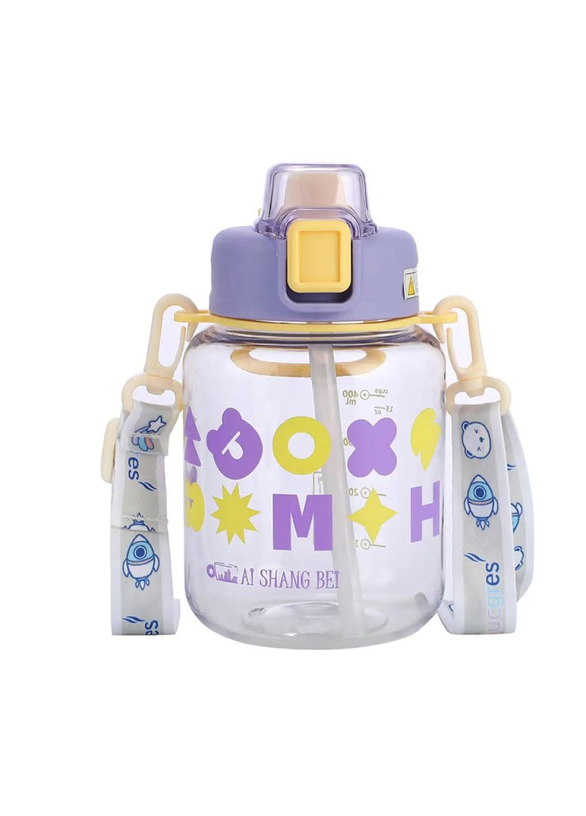 Бутылка для воды детская Gucgres 650 мл с ремешком фиолетовый Yiwu (332987199)