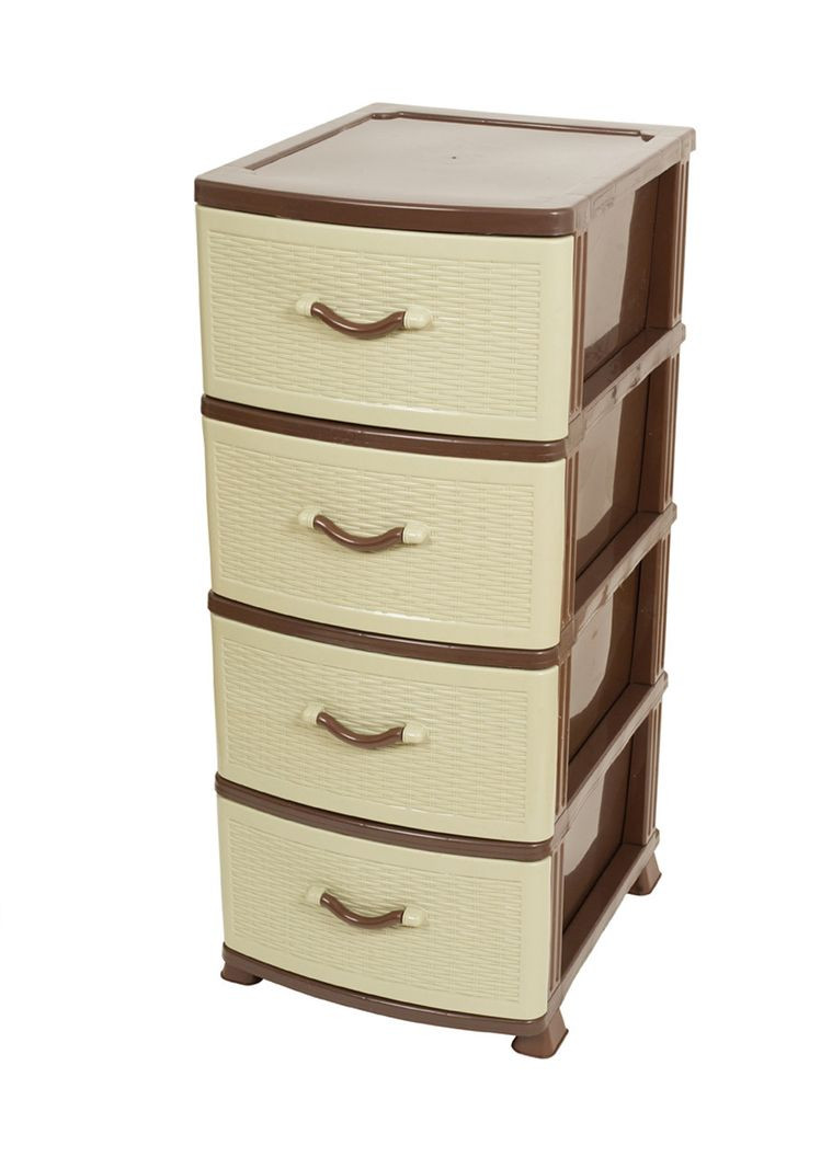 Комод пластиковий 4 ящики 90х46х38, ротанг, бежево-коричневий. Ефе пластик* Efe Plastics (345122334)