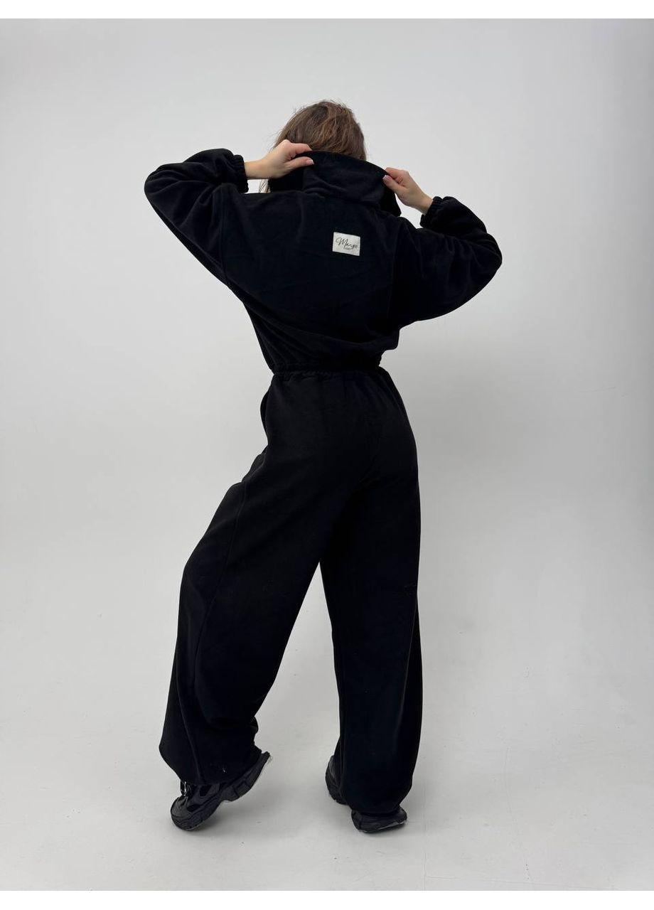 Супер стильный комбинезон Україна комбинезон-брюки однотонный чёрный спортивный, повседневный, кэжуал флис