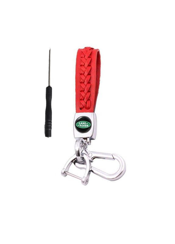 Брелок для ключів з логотипом червоний фурнітура ХРОМ (ремінець+карабін+викрутка) Land Rover (369610977)