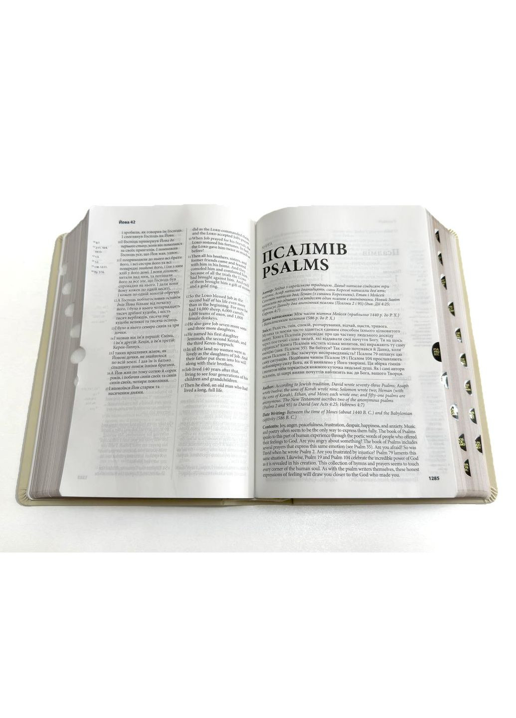 Украинско-английская Библия. Заменитель кожи, позолота, поисковые индексы, коробка, белая Українське Біблійне Товариство (356511325)