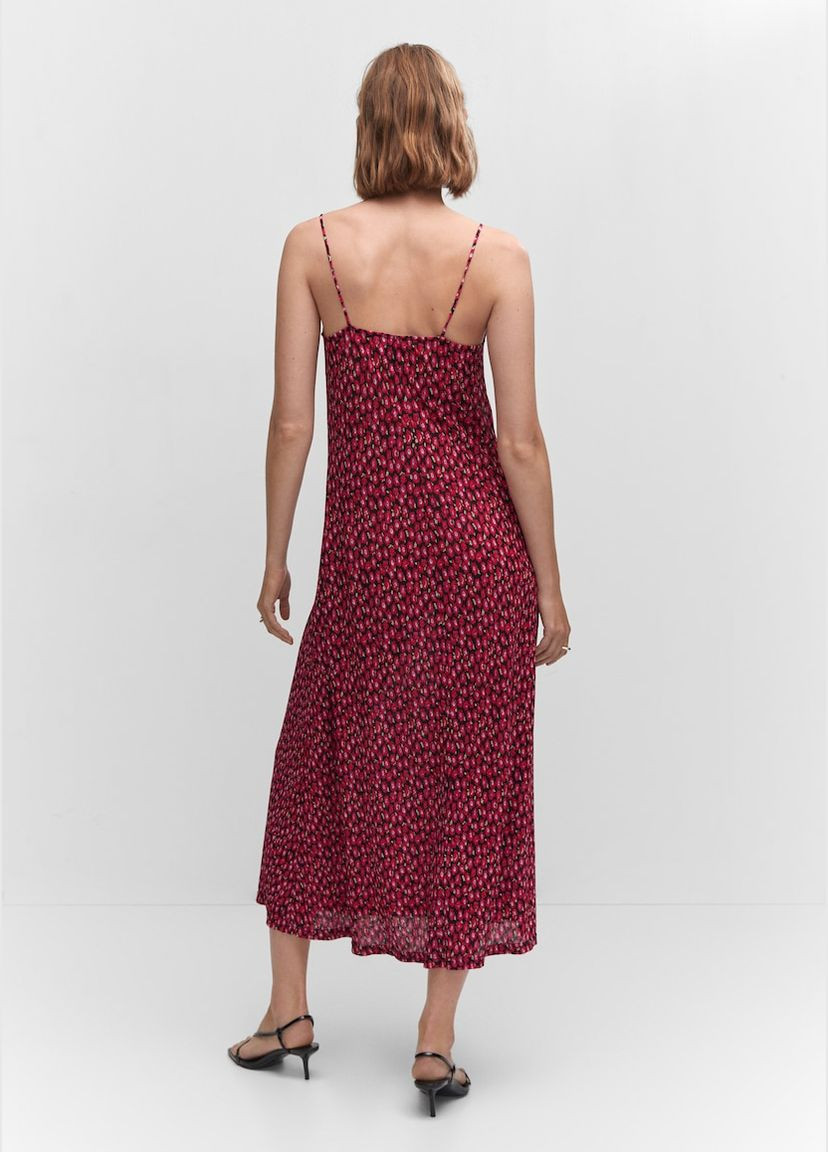 Красное повседневный цветочное платье с убранными деталями Mango