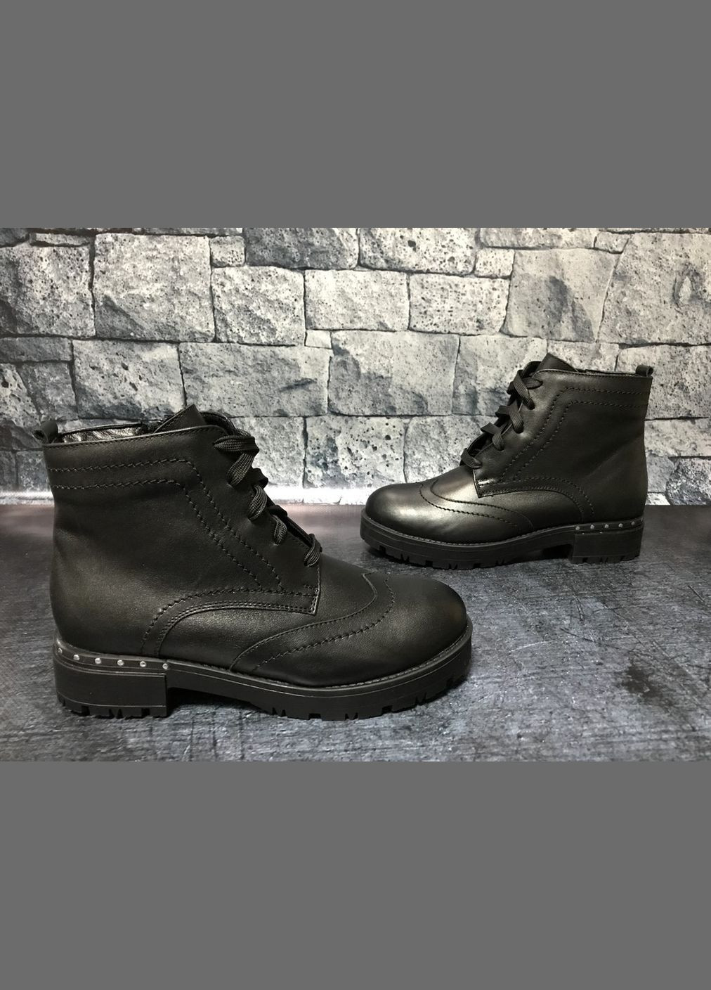 Осенние кожаные демисезонные ботинки на платформе, Bistfor