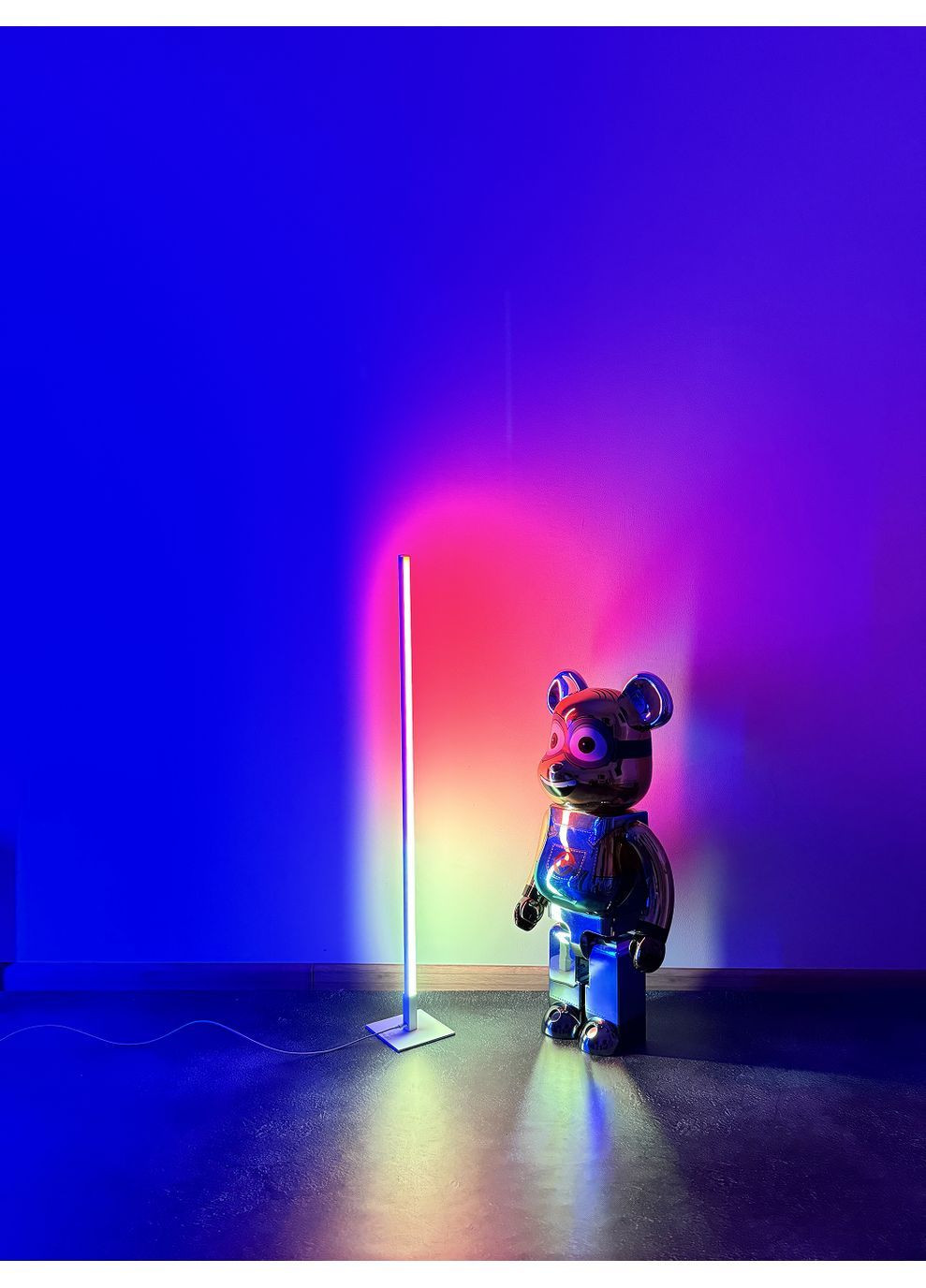 Світлодіодна підлогова лампа, торшер Square PRO Middle White висотою 95 см, з кольоровим RGB світлом Intellect RGB PRO Middle (368337346)