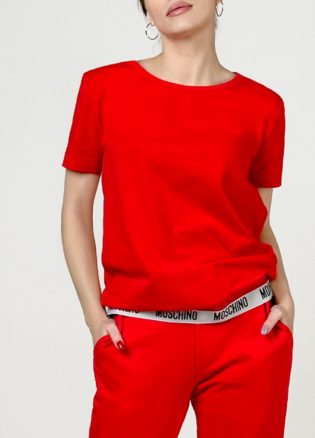 Червона літня жіноча червона футболка underwear Moschino