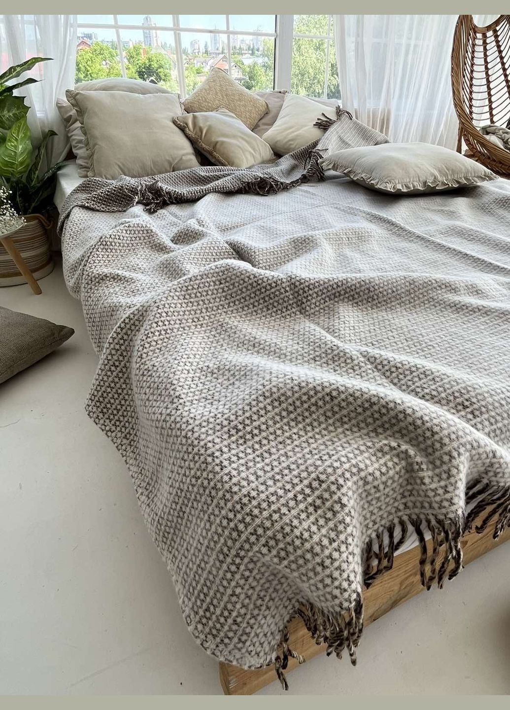 Плед шерстяний Wool бежевого кольору 140х200 смПлед шерстяний Wool бежевого кольору 140х200 см ZEINTEX (311221863)