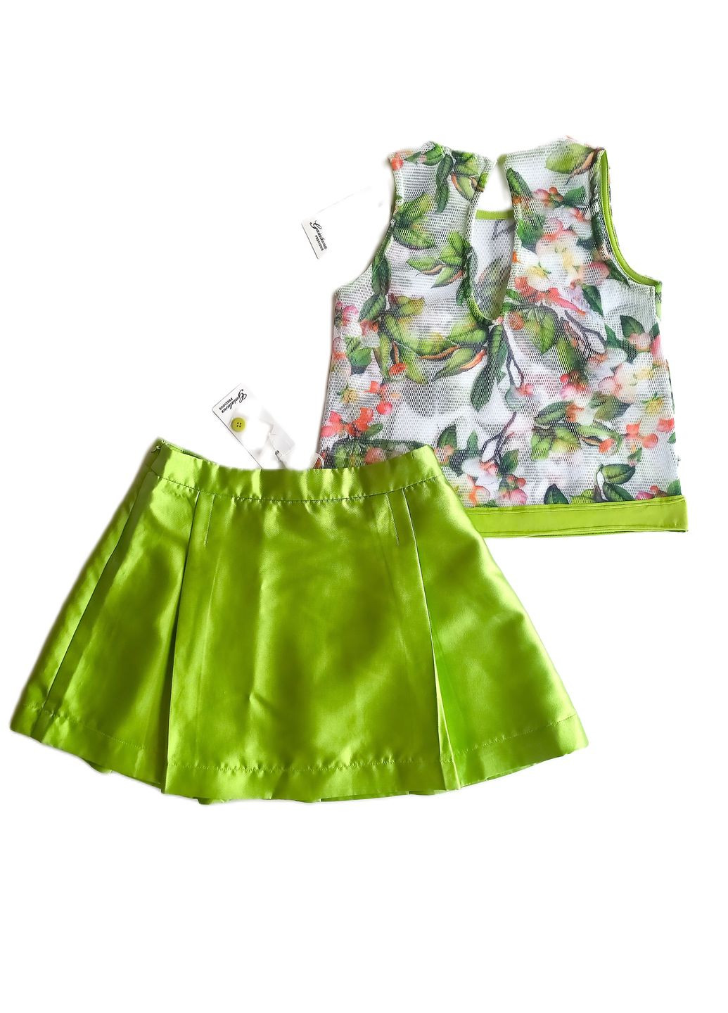 Зелена літня футболка-топ для дівчини ge614713 білий/зелений Gaialuna