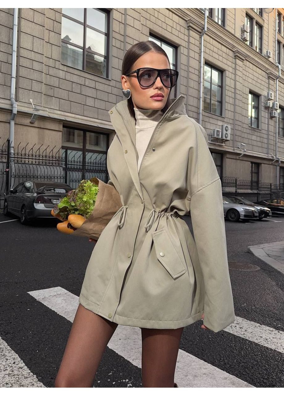 Тренч жіночий на підкладці з котону меморі — бежевий колір (заміри в описі) GD/GL Модний простір на блискавці демісезон (368760641)