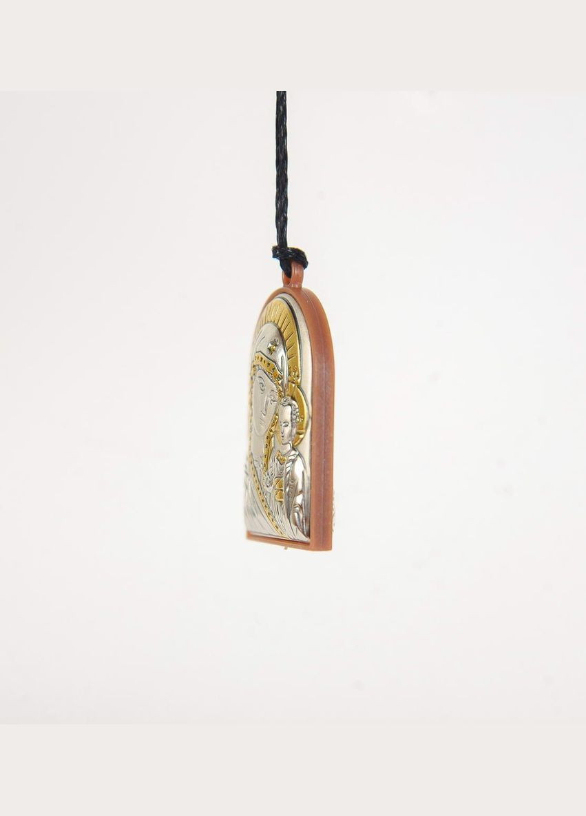 Серебряная иконка в автомобиль Казанская Божья Матерь на подвеске 3,6х2,6см (двухсторонняя) Silver Axion (266266085)