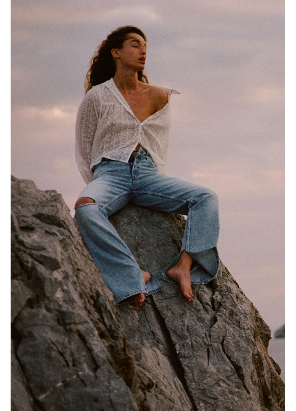 Джинси Z1975 SLIM FLARE LONG LENGTH з низькою посадкою та розрізами Zara - (358650514)