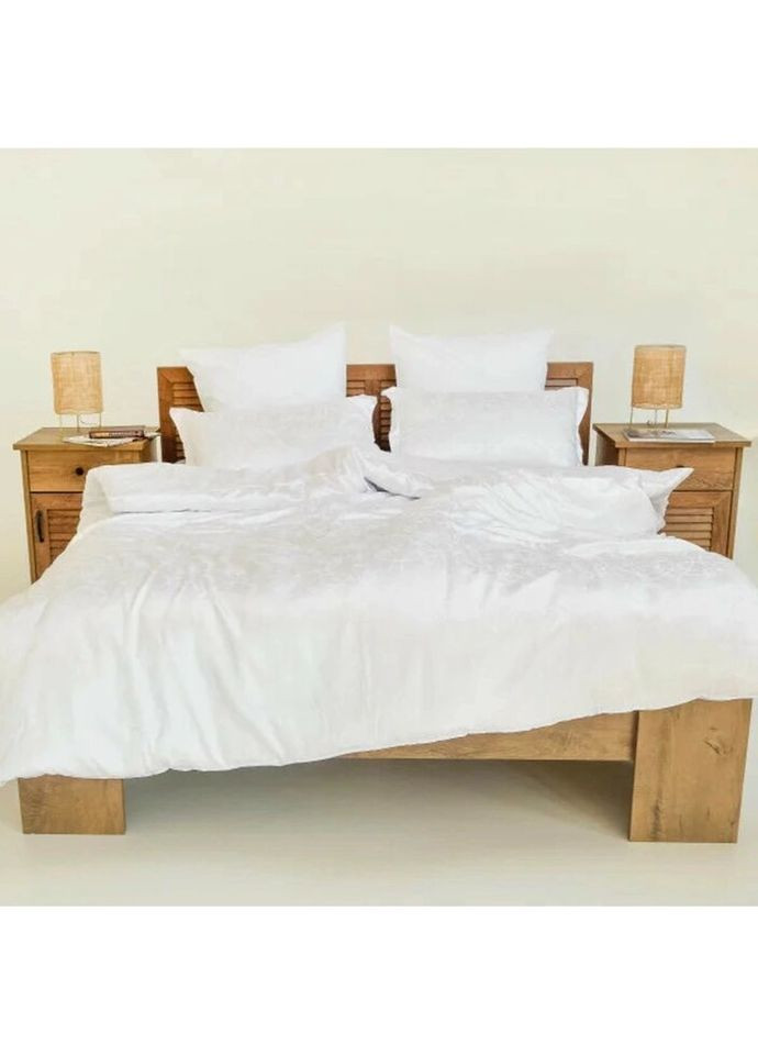 Постільна білизна євро Сатін Жаккард 1908-E 220х200 см біла Tiare (336328438)