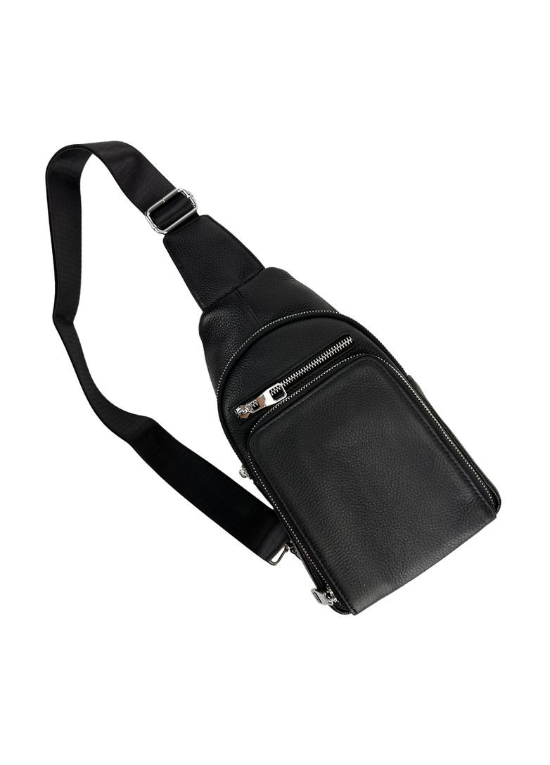 Сумка слінг чоловіча чорна з натуральної шкіри RoyalBag A25F-250117A (304549513)