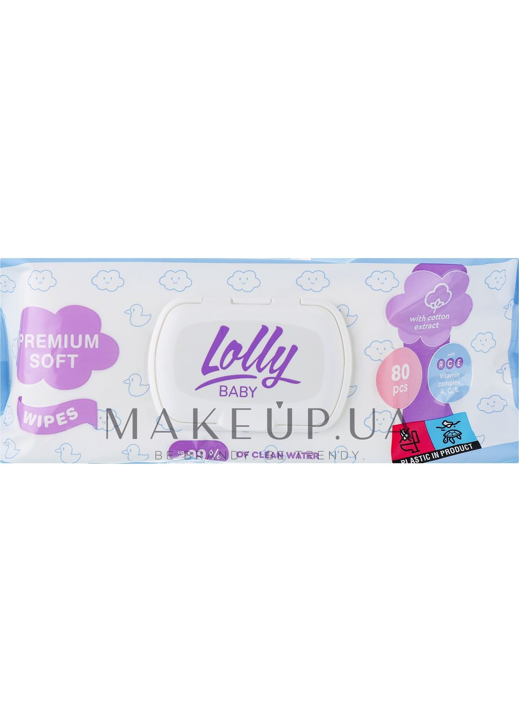 Салфетки влажные детские с первых дней жизни с клапаном, 80 шт. Baby 80шт. Lolly (368639721)