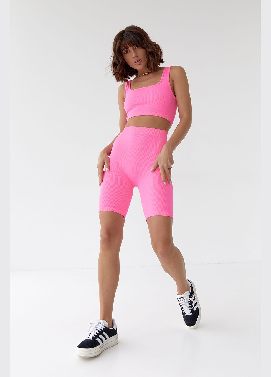 Жіночий еластичний костюм з велосипедами та топом 2681 Lurex (280909994)