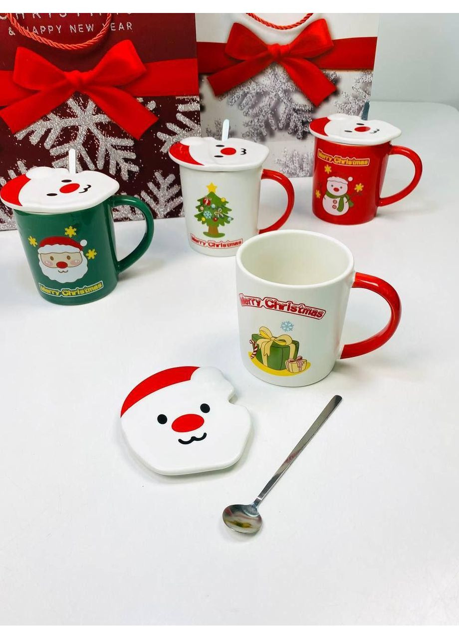 Кружка(кришка+ложечка)380мл "Зимова енергетика" кришечка у вигляді санти OSM (365549113)