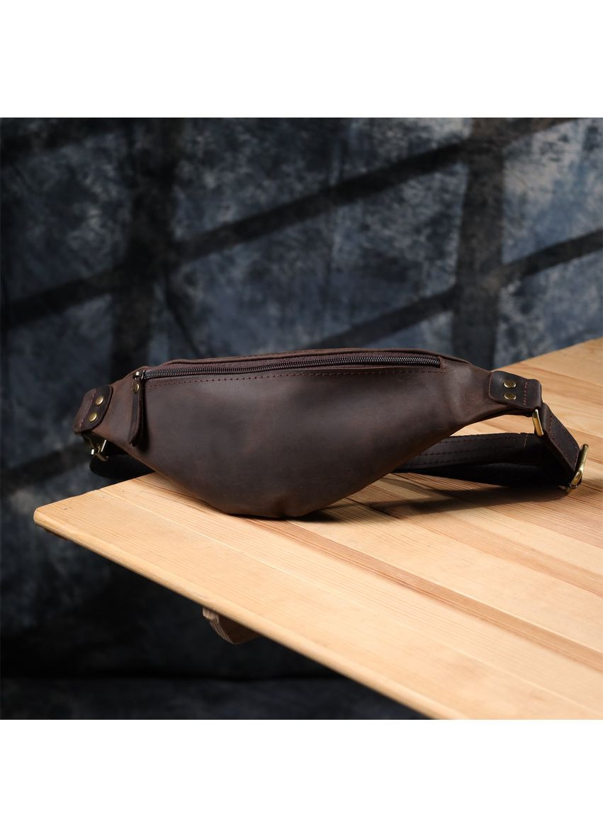 Мужская бананка винтажная кожаная коричневая 29×11×4,5 см 23130 Shvigel (362417582)