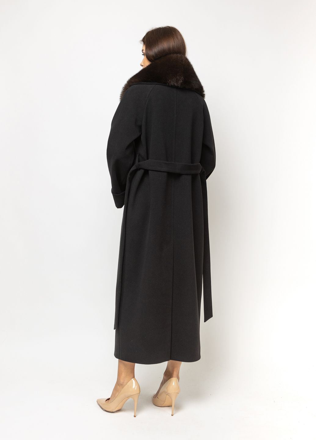 Чорне демісезонне Пальто класичне жіноче Марсель чорне з хутром оверсайз O`zona milano