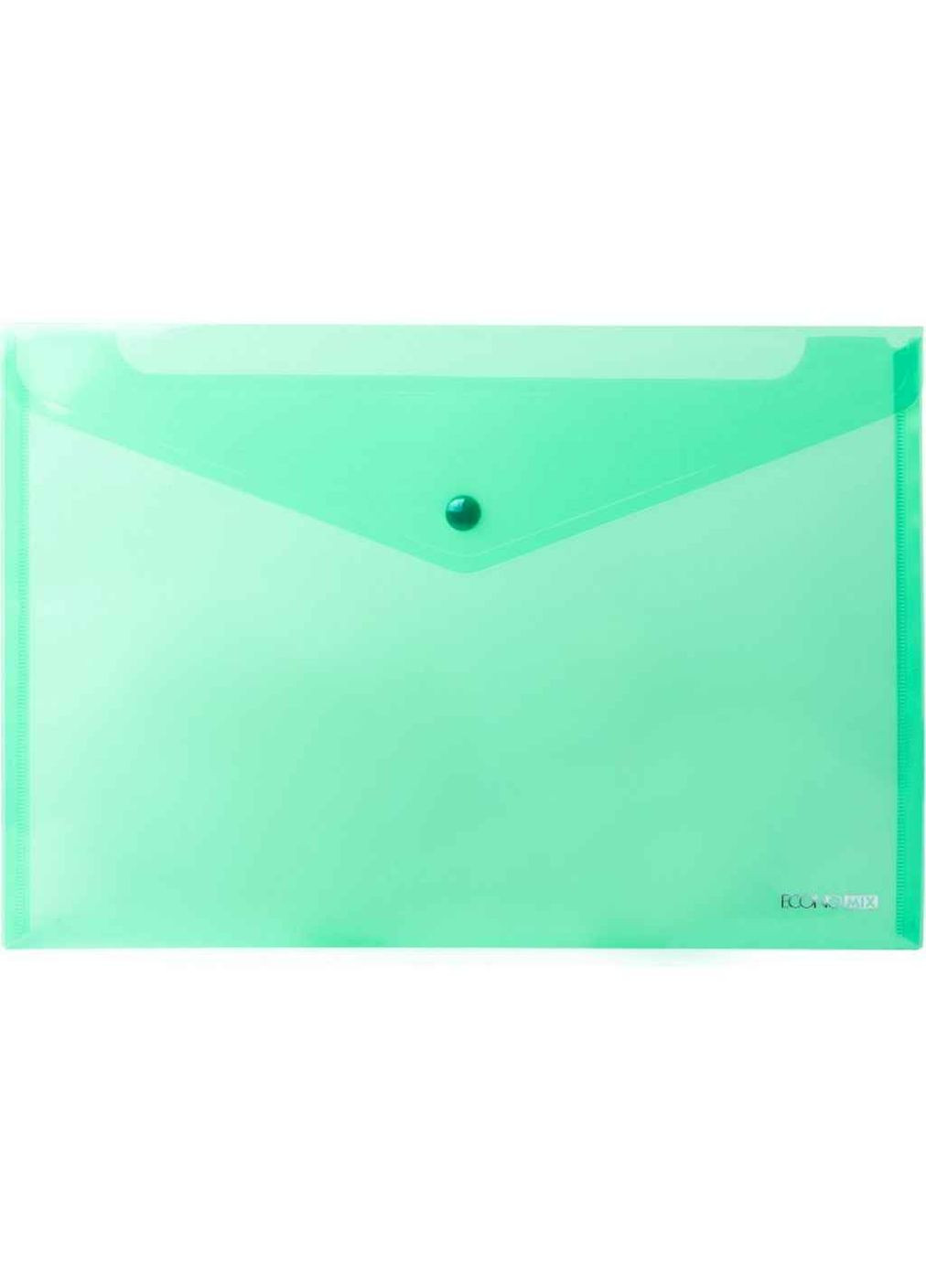 Папка-конверт А4 прозора на кнопці, 180 мкм, фактура "глянець", зелена E31301-04 ECONOMIX (357221388)