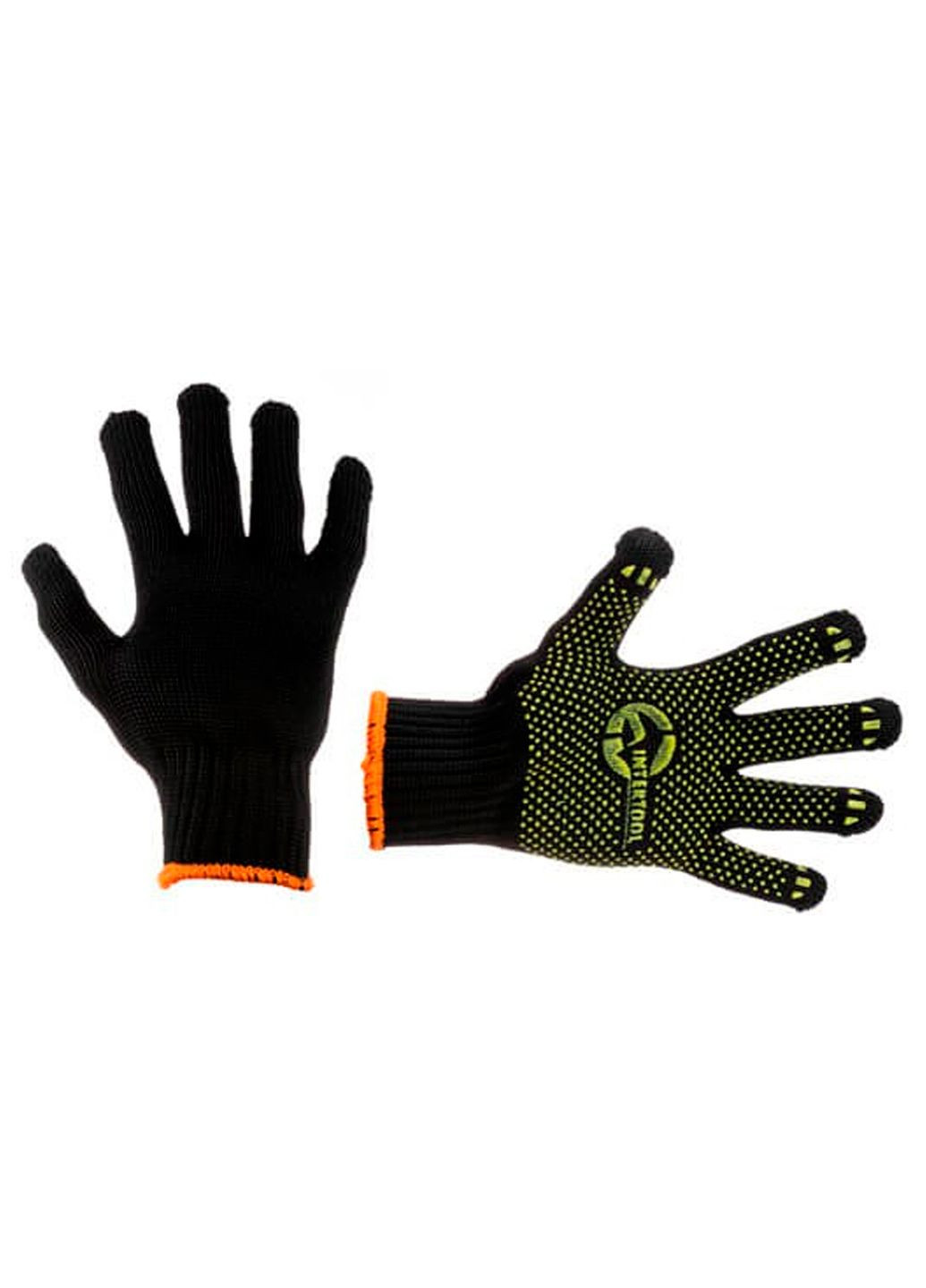 Перчатки рабочие защитные хлопковые с ПВХ покрытием размер черные (12 шт.) Intertool (347302335)