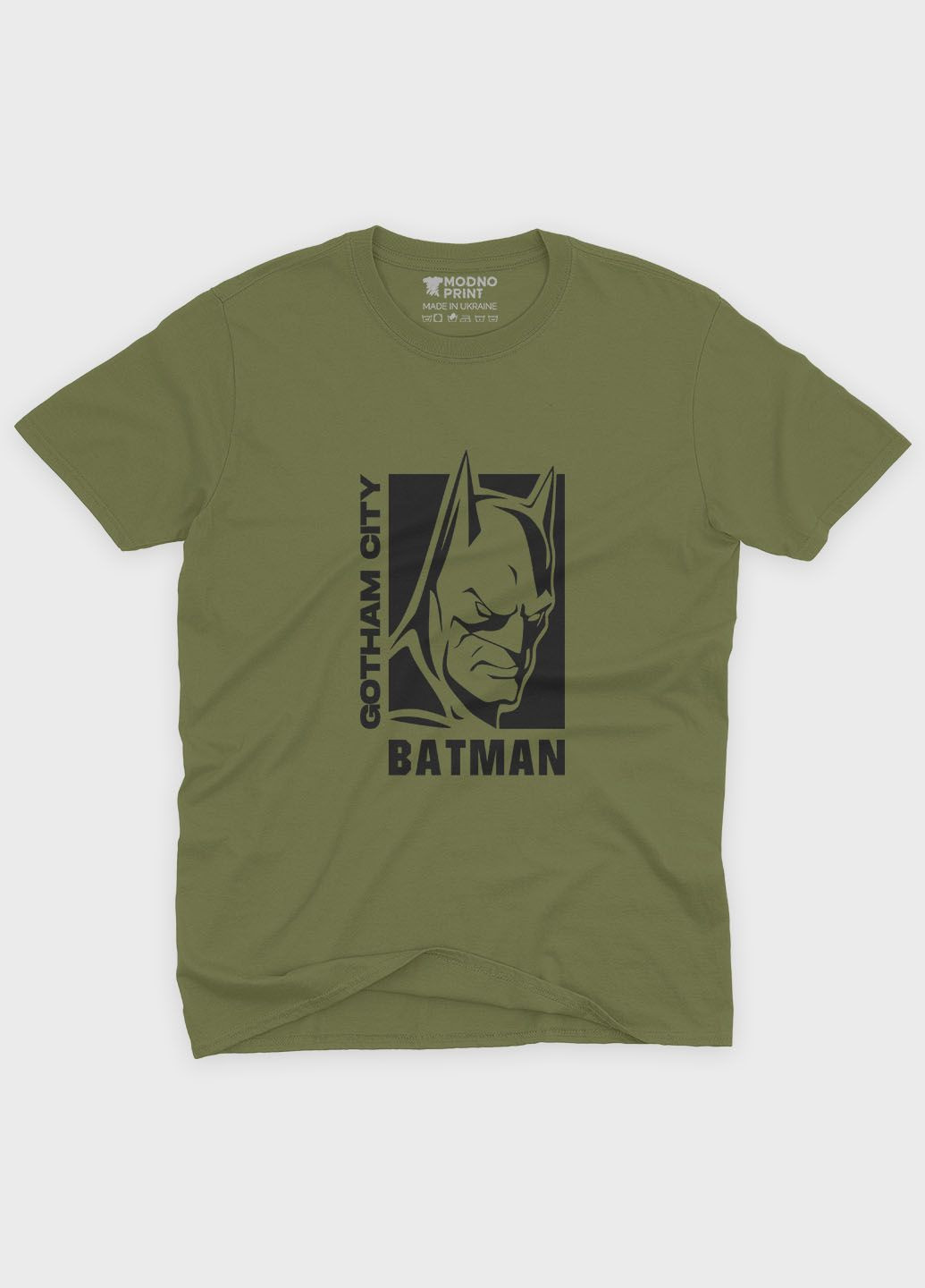 Хаки (оливковая) мужская футболка с принтом супергероя - бэтмен (ts001-1-hgr-006-003-008) Modno
