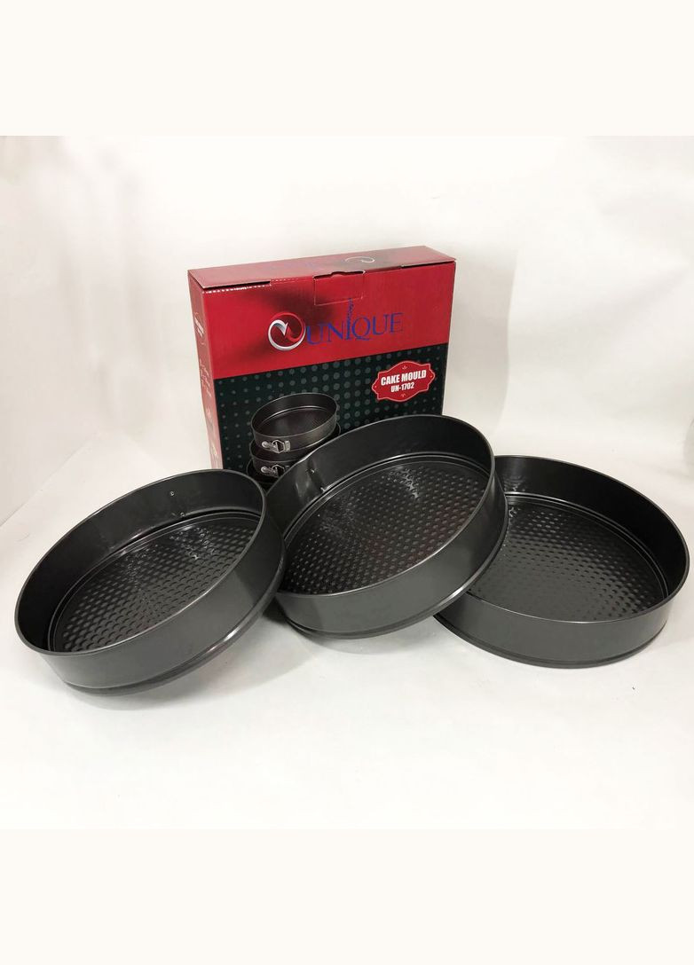 Набор форм для выпекания разъемные 3 шт UN-1702, металическая форма для выпечки набор Unique (364664064)