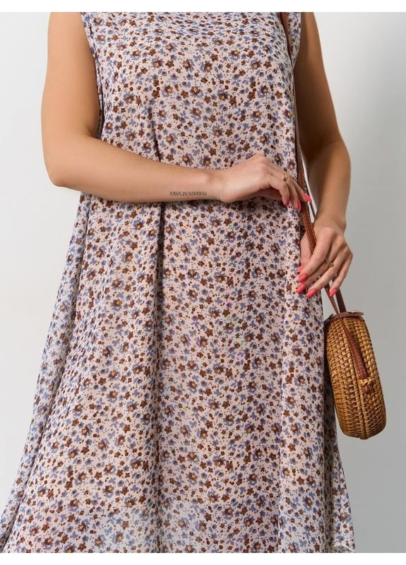 Комбінована сукня 15172 мультиколор ISSA PLUS однотонна