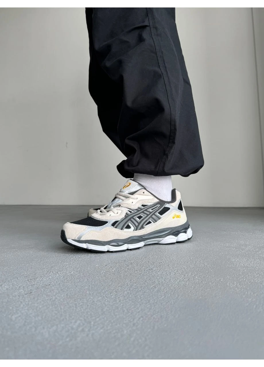Черные летние кроссовки asics gel-nyc black/beige асикс гель нюк No Brand