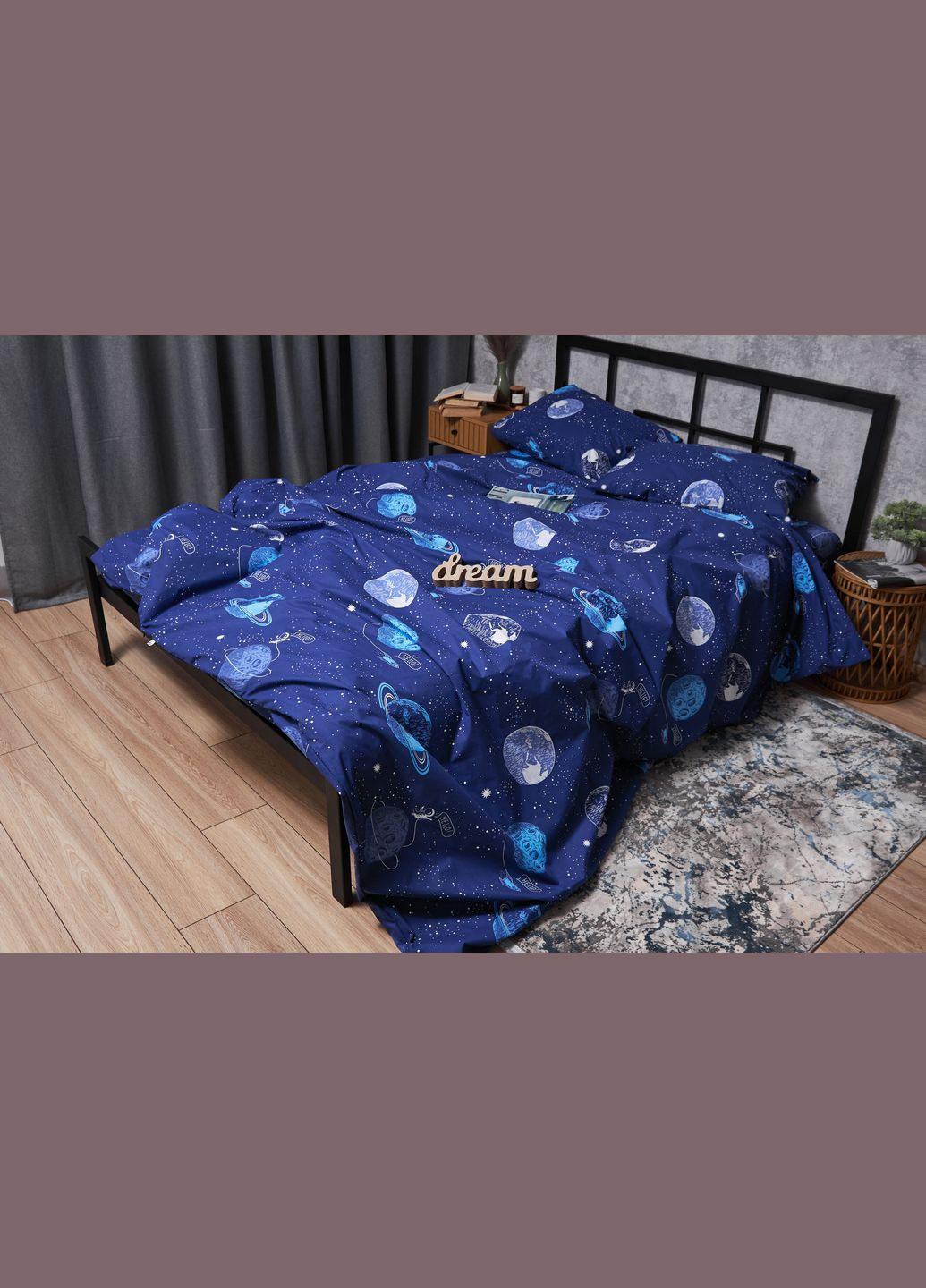 Комплект постельного белья Бязь Gold Люкс «» двуспальный 175х210 наволочки 4х50х70 (MS-820004803) Moon&Star planets (293147935)