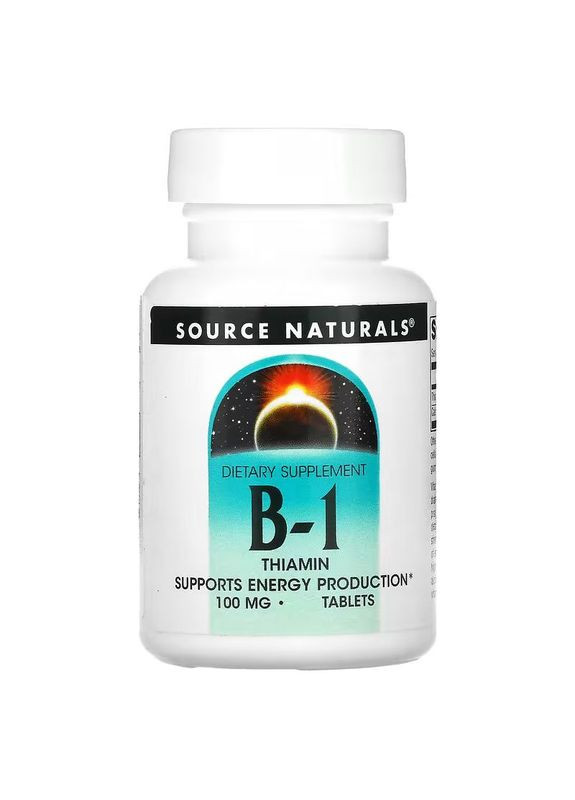 Витамины и минералы Vitamin B1 Thiamin 100 mg, 100 таблеток Source Naturals (322291857)