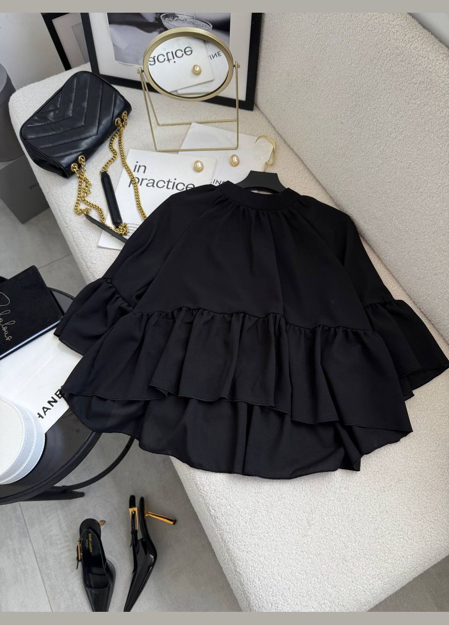 Чорна жіноча блуза з воланами Avanti