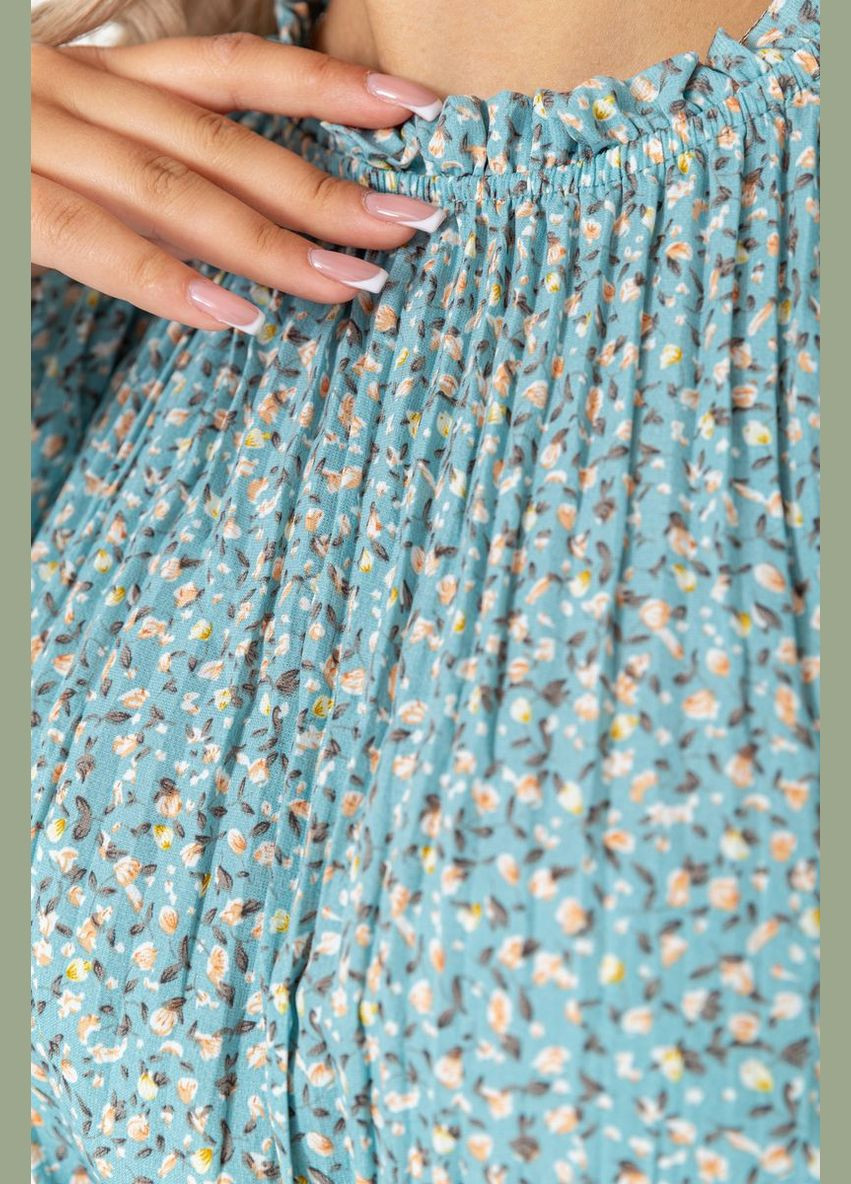 Світло-бірюзова святковий сукня вільного крою шифонова Ager з малюнком