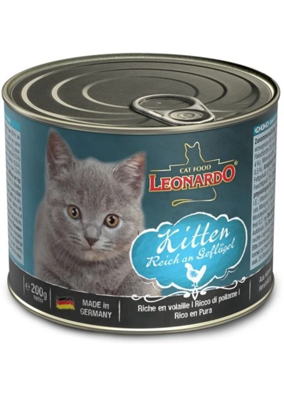 Консервований корм зі свійською птицею для кошенят Kitten - 200 г Leonardo (380420408)