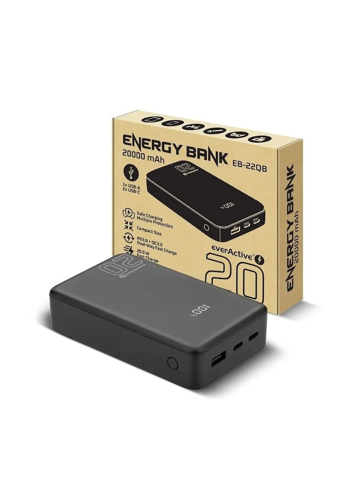 Універсальна мобільна батарея EB-22QB 20000mAh Black everActive (382781589)