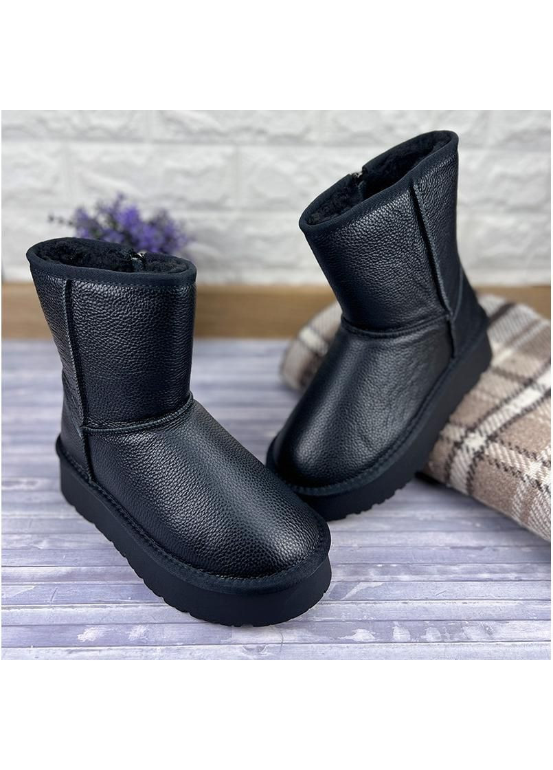 Уггі жіночі на платформі шкіряні на блискавці Е-0090171 Чорні No Brand (314963709)