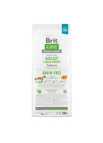 Сухой корм Dog Grain-free Adult Large Breed для собак больших пород, беззерновой с лососем, 12 кг Brit Care (349823584)