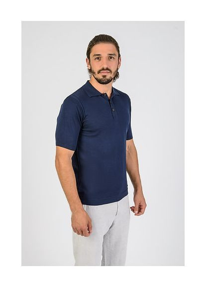 Темно-синяя футболка-трикотажное поло для мужчин Stefano Bellini