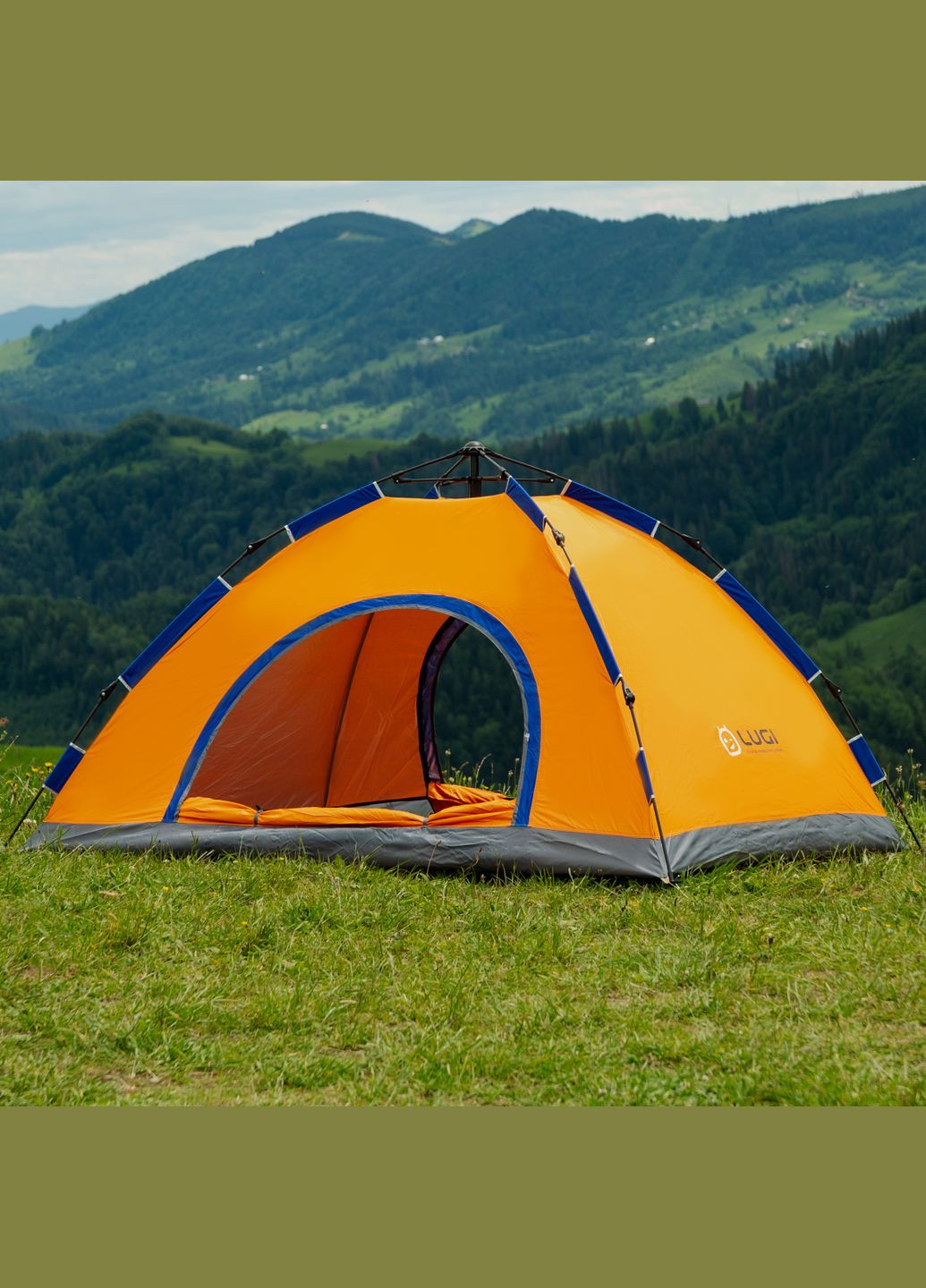 Палатка туристическая двухместная 200*150*110 см, оранжевая LUGI (316474051)