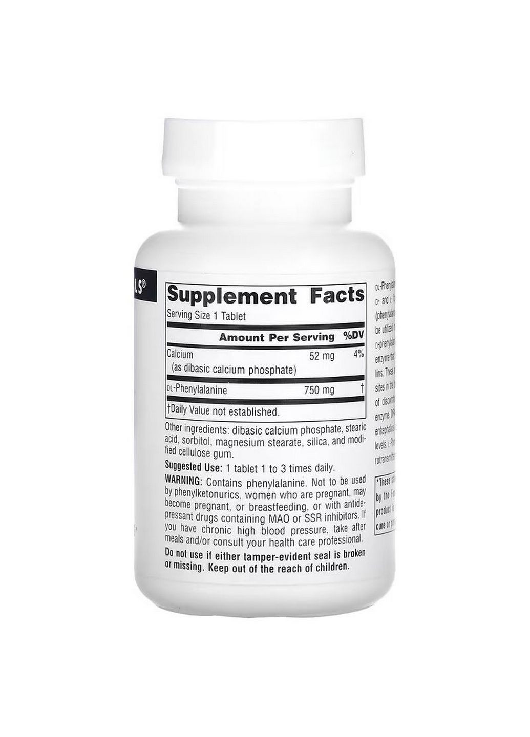 Аминокислота DLPA 750 mg, 60 таблеток Source Naturals (293341994)