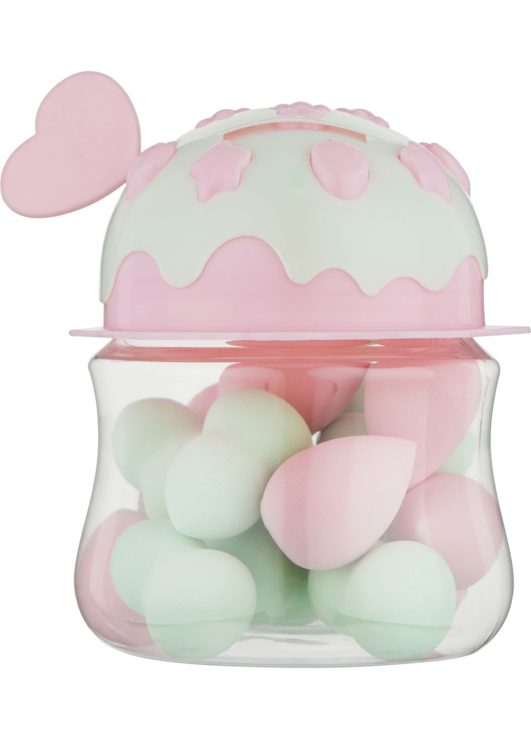 Набор спонжей для макияжа 16 в 1, "Копилка", Pf-402, розовые, салатовые 16шт (1455237-28499877) Puffic Fashion (365822793)