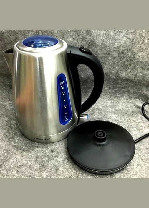 Дисковый металлический электрочайник S12 2 Л компактный электрический чайник металл Sokany (296925805)