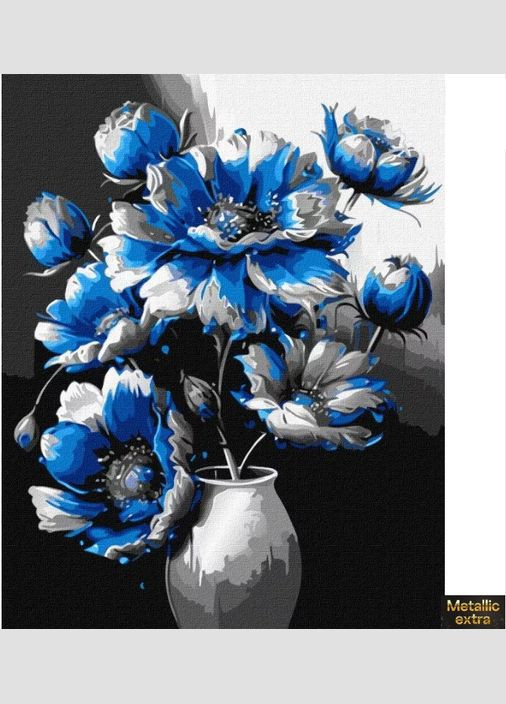 Картина за номерами Квіти 40х50 Картини по цифрах на полотні Досконалість ліній з фарбами металік extra Ідейка KHO3245 Идейка (308989259)