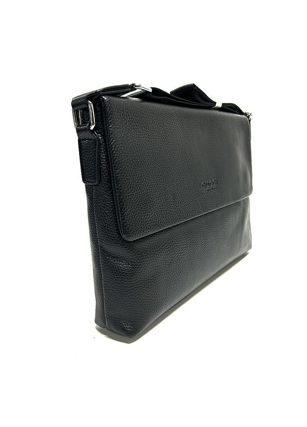 Кожаная большая мужская черная сумка папка портфель для ноутбука, документов а4 No Brand (292404336)